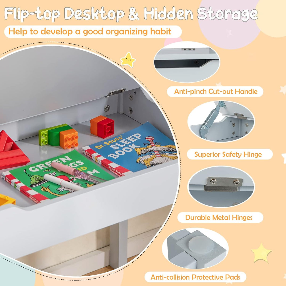 Juego de mesa y silla para niños jardín de infantes Costzon