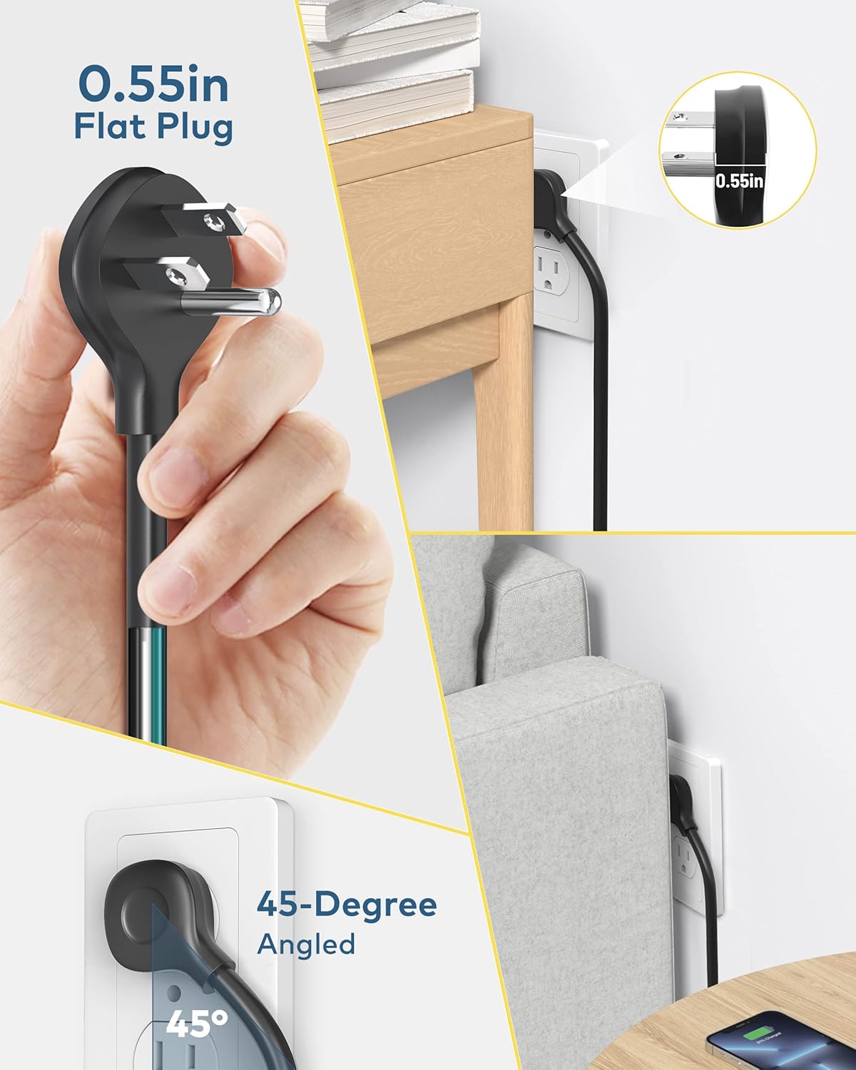 TROND Regleta de alimentación USB con protector de sobretensiones