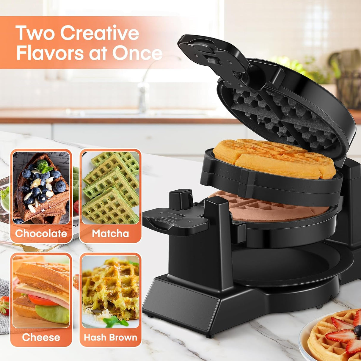 Máquina de Waffles 1400W, Doble, Antiadherente, Modelo 8S