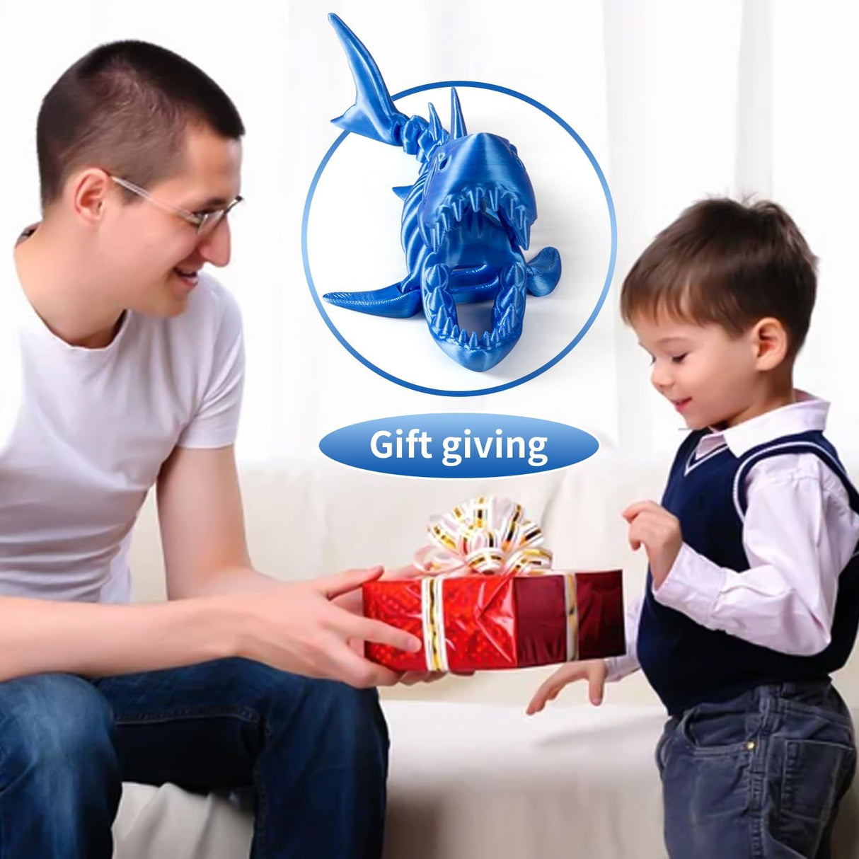 Tiburón Articulado Impreso en 3D - Juguete Fidget Modelo Arcoíris