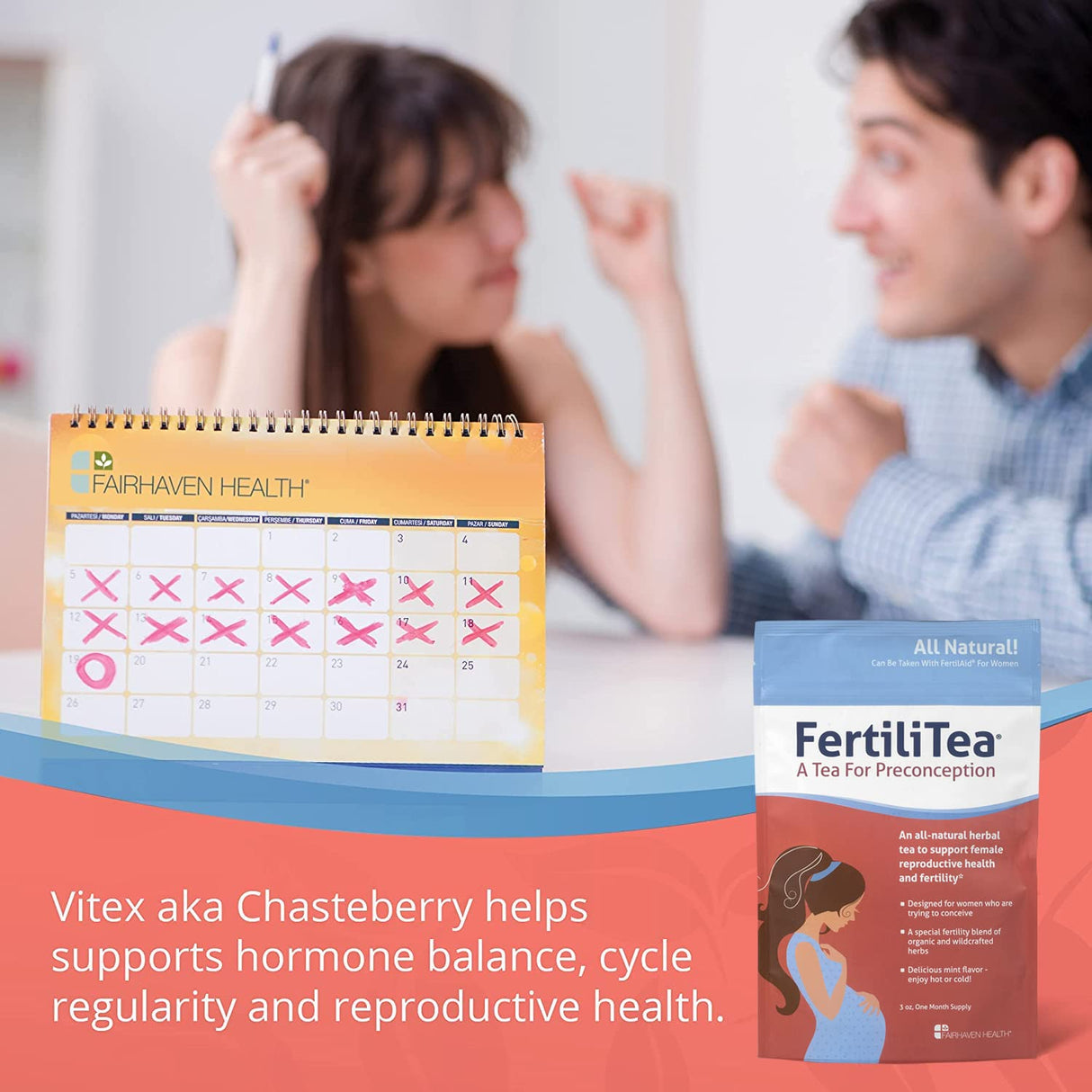 Suplemento Fertilitea: té de fertilidad orgánico, 60 und