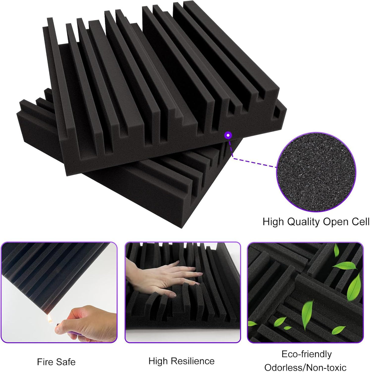 Paneles Acústicos TroyStudio 12x12x2 Absorbentes 12 Pcs