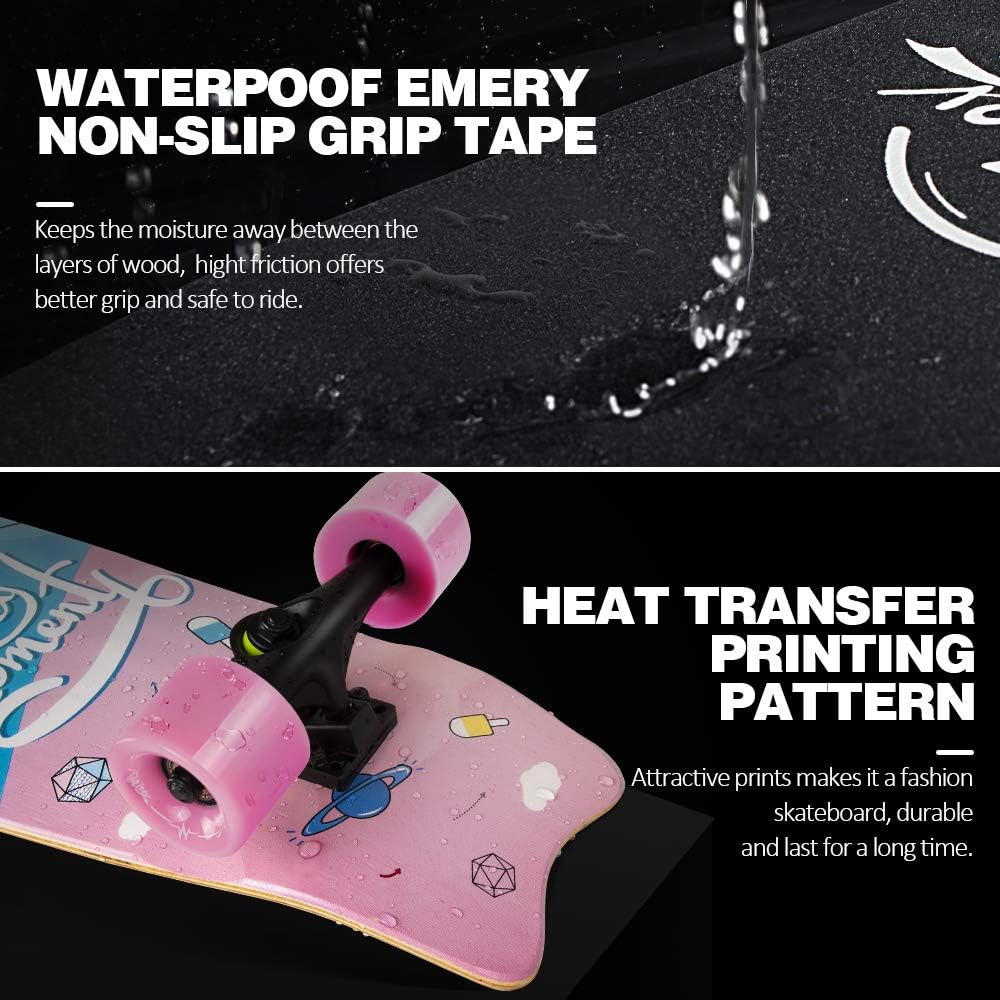 Patineta Completa para Principiantes, 27 x 8 Pulgadas, 7 Capas