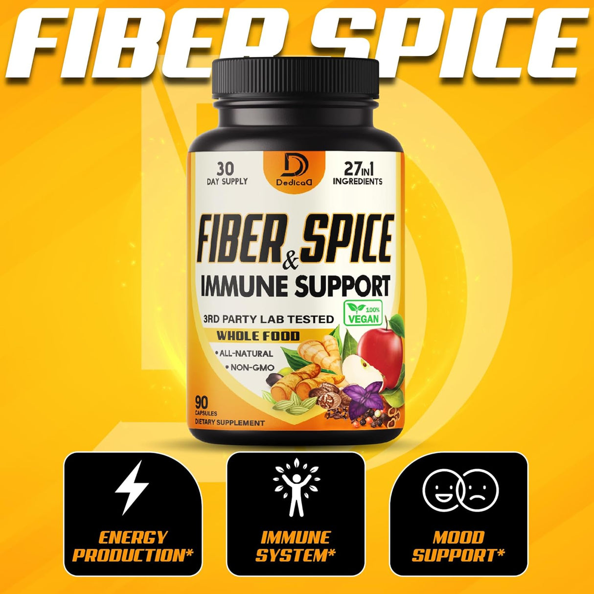 Suplemento de fibra y especias 27 en 1 - 90 cápsulas