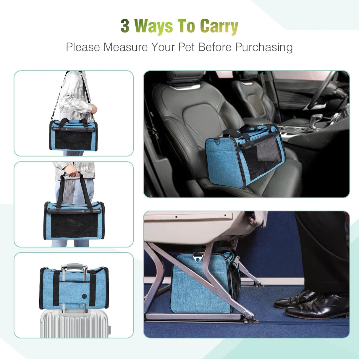 Transportín para mascotas YUDODO, ligero, plegable, apto avión.