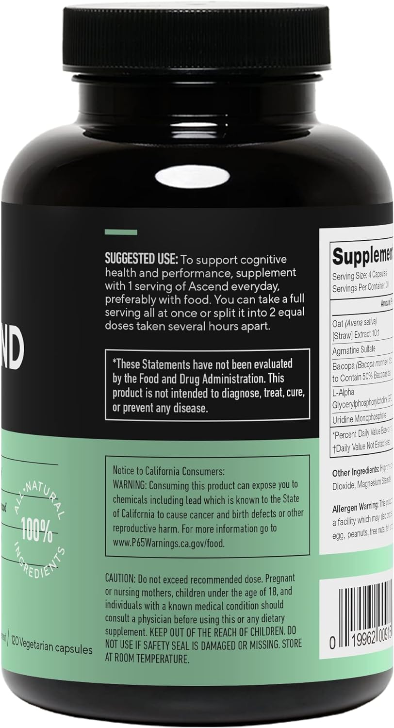 Suplemento natural para memoria y enfoque, Ascend Nootropic