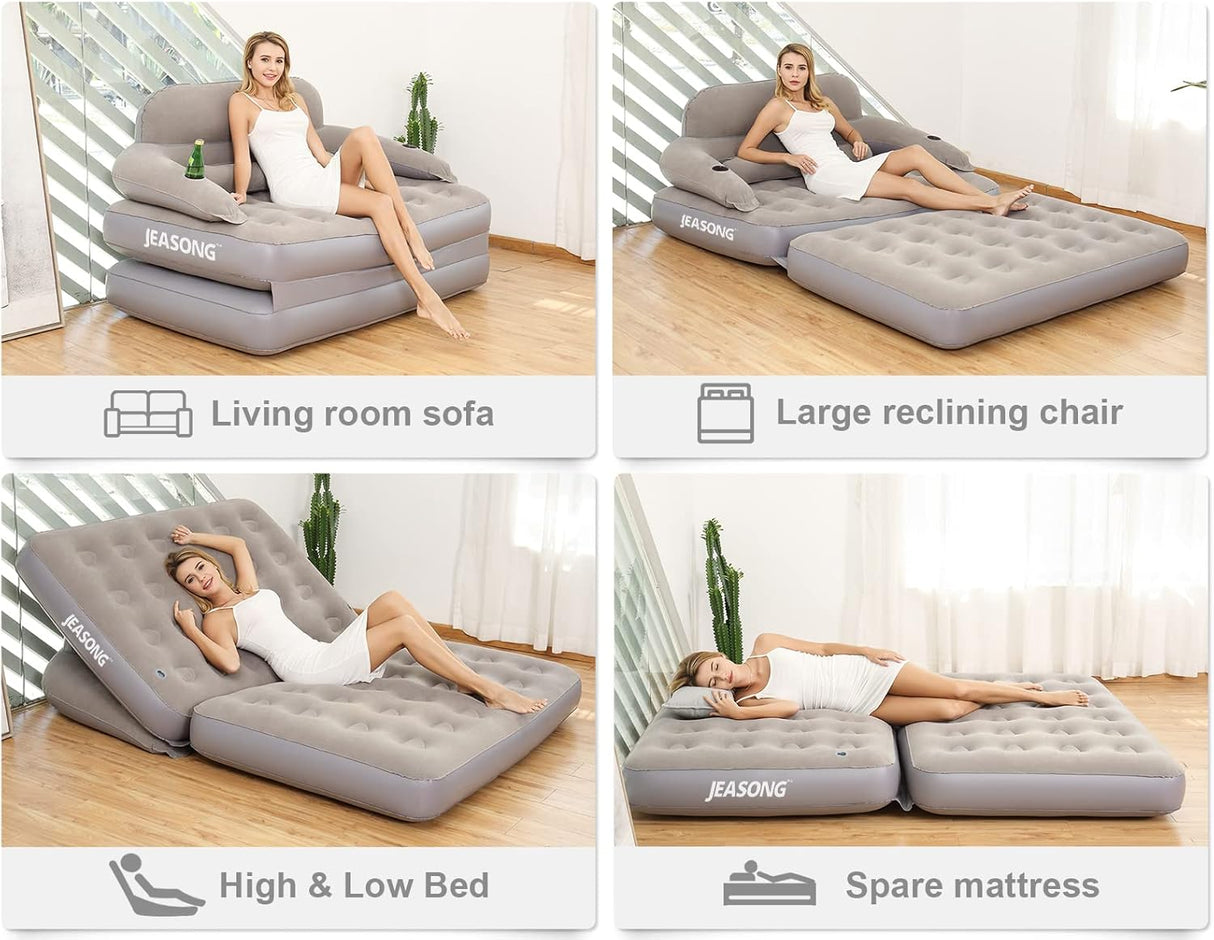 Sofá Inflable JEASONG con Respaldo y Bomba, Multiusos
