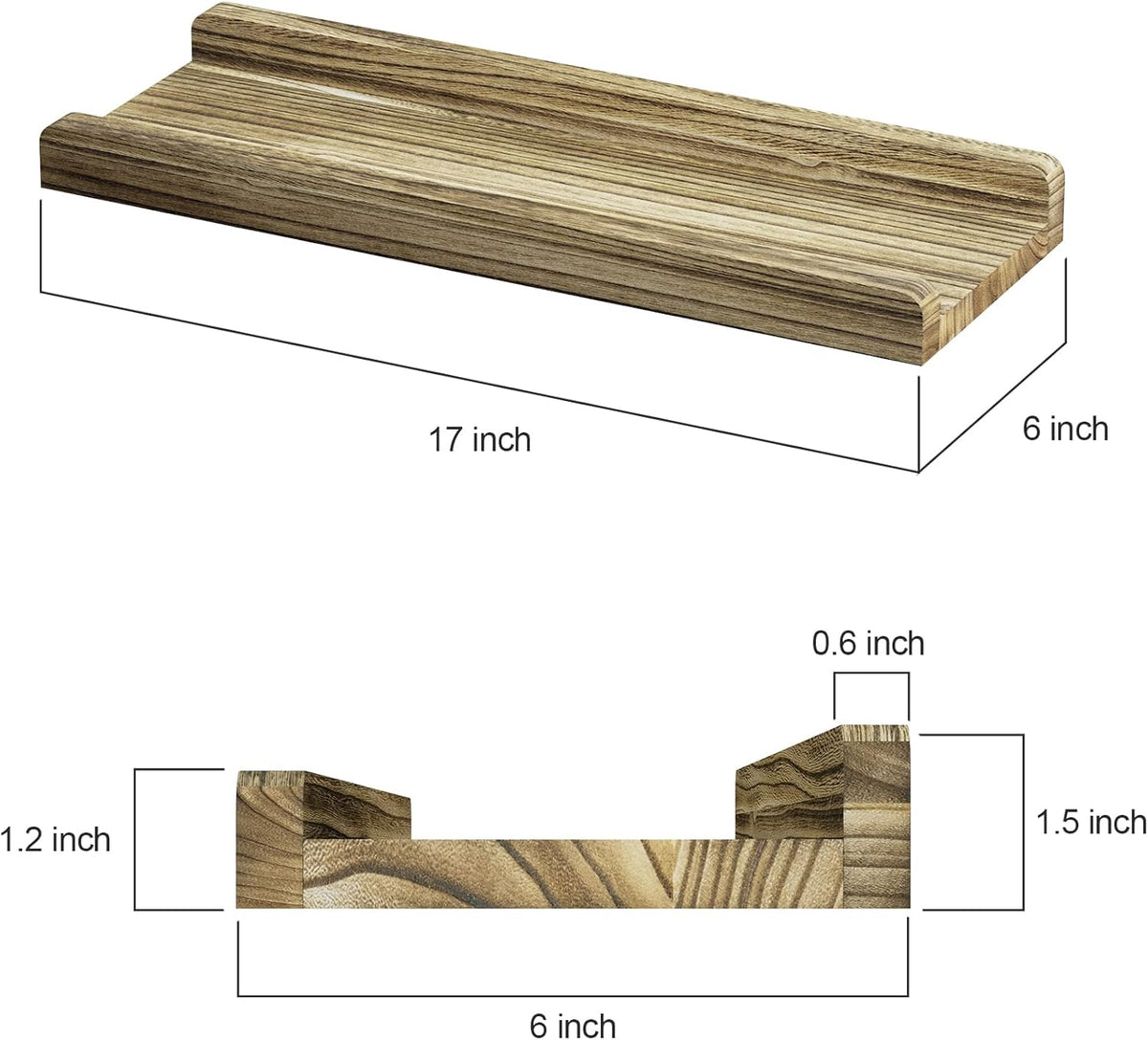 Estanterías Flotantes Love-KANKEI de Madera Rústica, 17 Inch