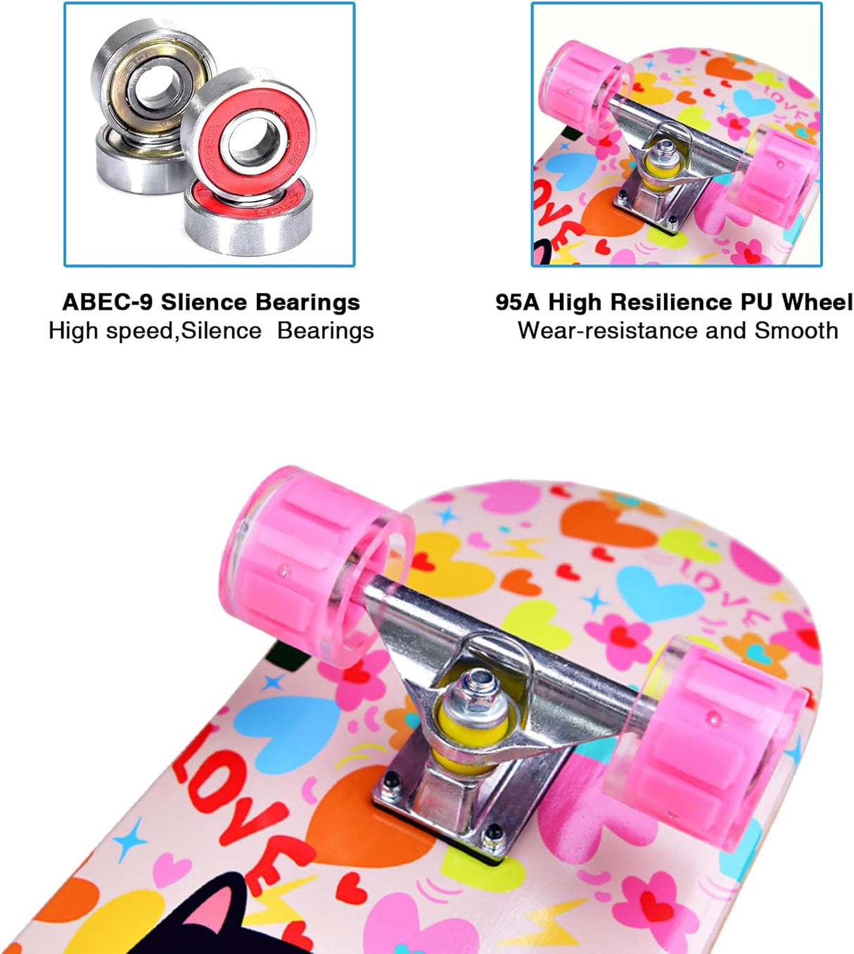 Patineta Completa de 31 Pulgadas con Diseño de Unicornio y Calavera