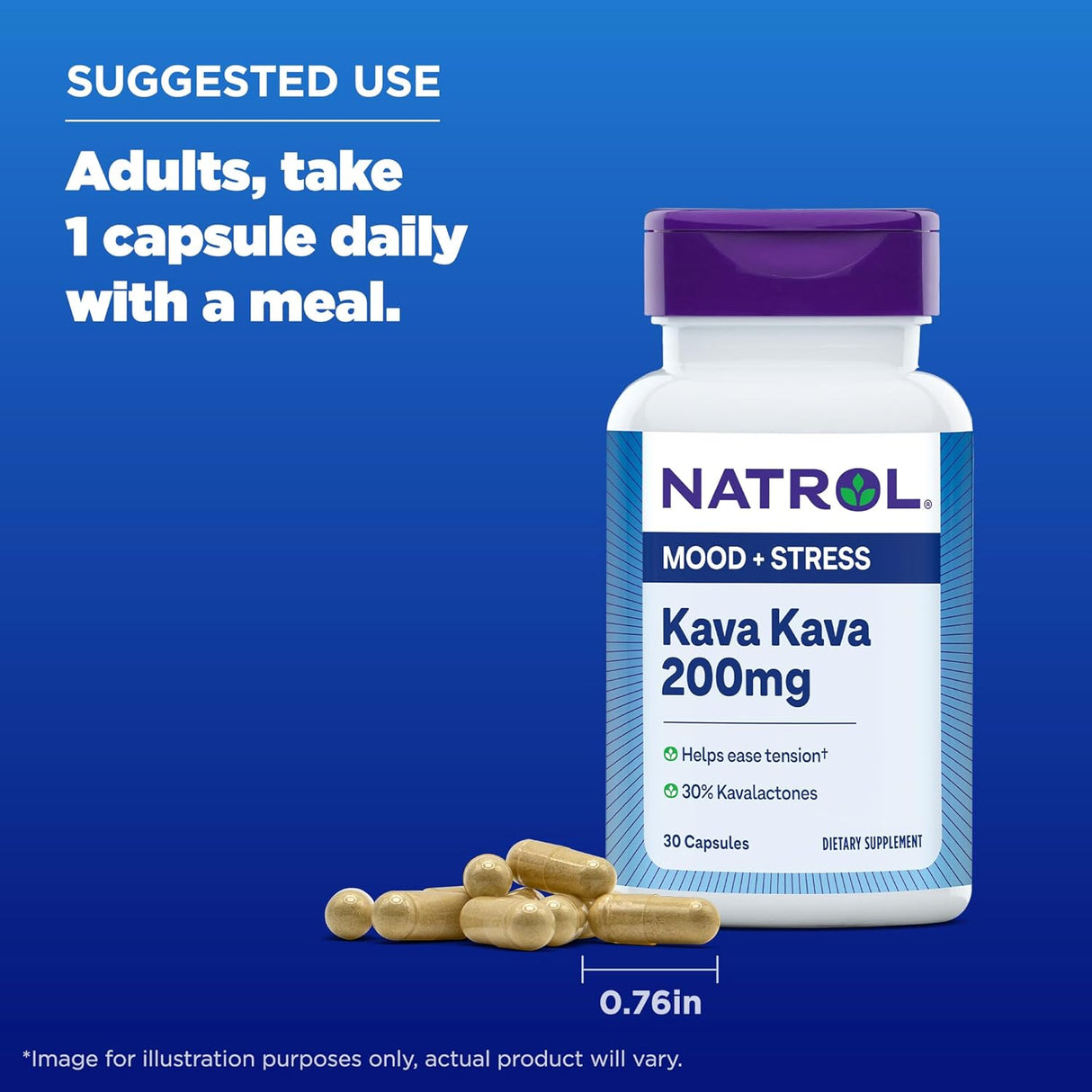 Suplemento Natrol Kava Kava 200mg, Relajación, 30 Cápsulas
