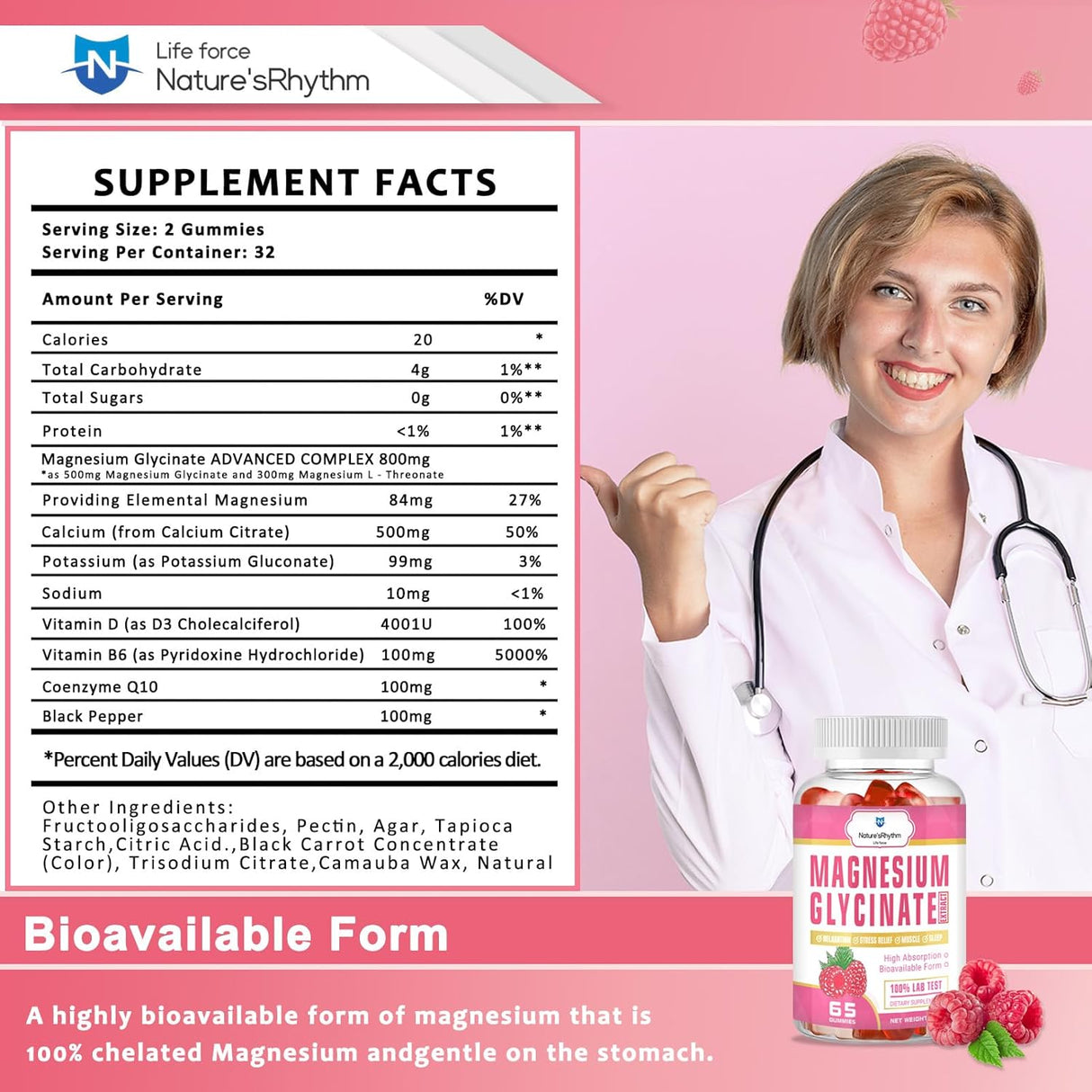 Nature’s Rhythm Gominolas de Magnesio 500mg, Relajación y Sueño