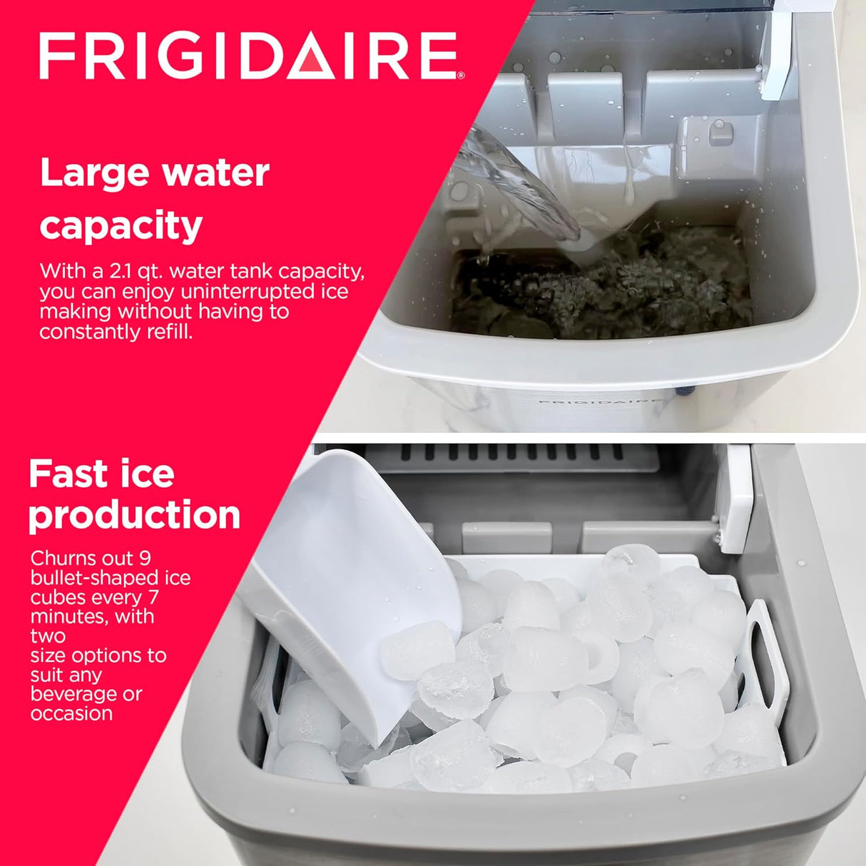 Máquina de Hielo Frigidaire, 26 lbs/día, Compacta, Modelo XYZ