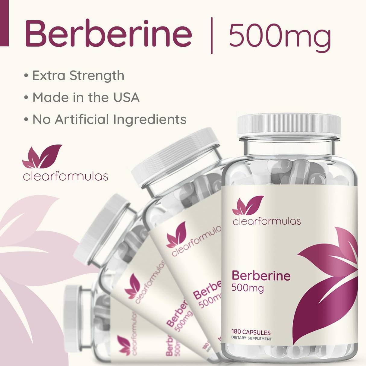 Suplemento de Berberina 500mg - 180 Cápsulas Vegetales