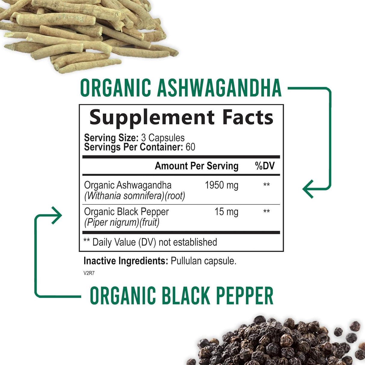 Suplemento Nature's Nutrition orgánicas de Ashwagandha Extra