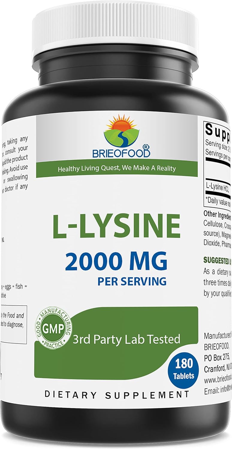 Suplemento Brieofood L-Lisina 2000 mg por porción 180 tab