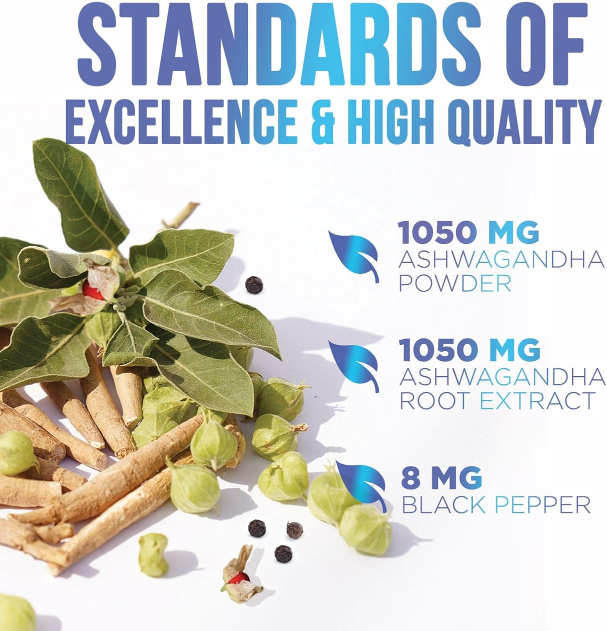 Ashwagandha 2100 mg Extra Fuerte con Pimienta Negra 60 Cápsulas