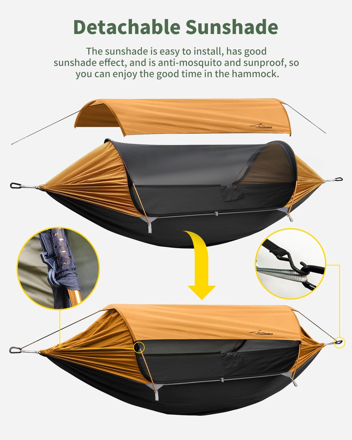 Hamaca de Camping con Mosquitera y Sombra, 4 en 1, Modelo X