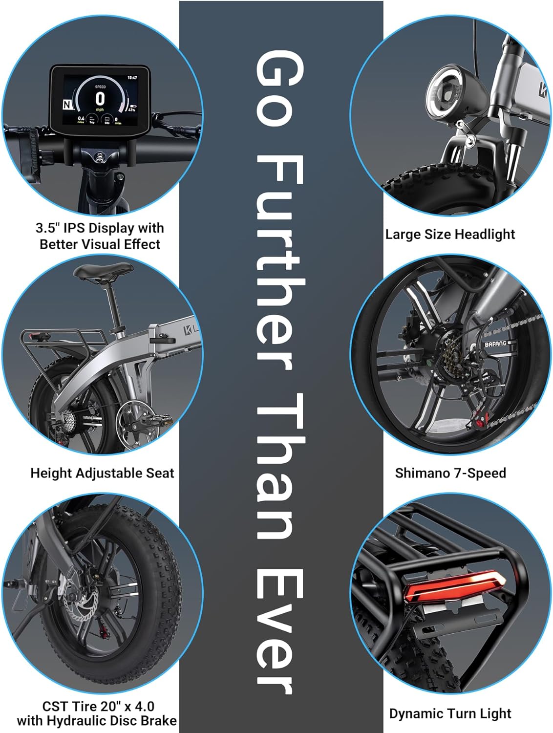 Bicicleta Eléctrica Plegable BAFANG 1200W, 60 Millas, 20