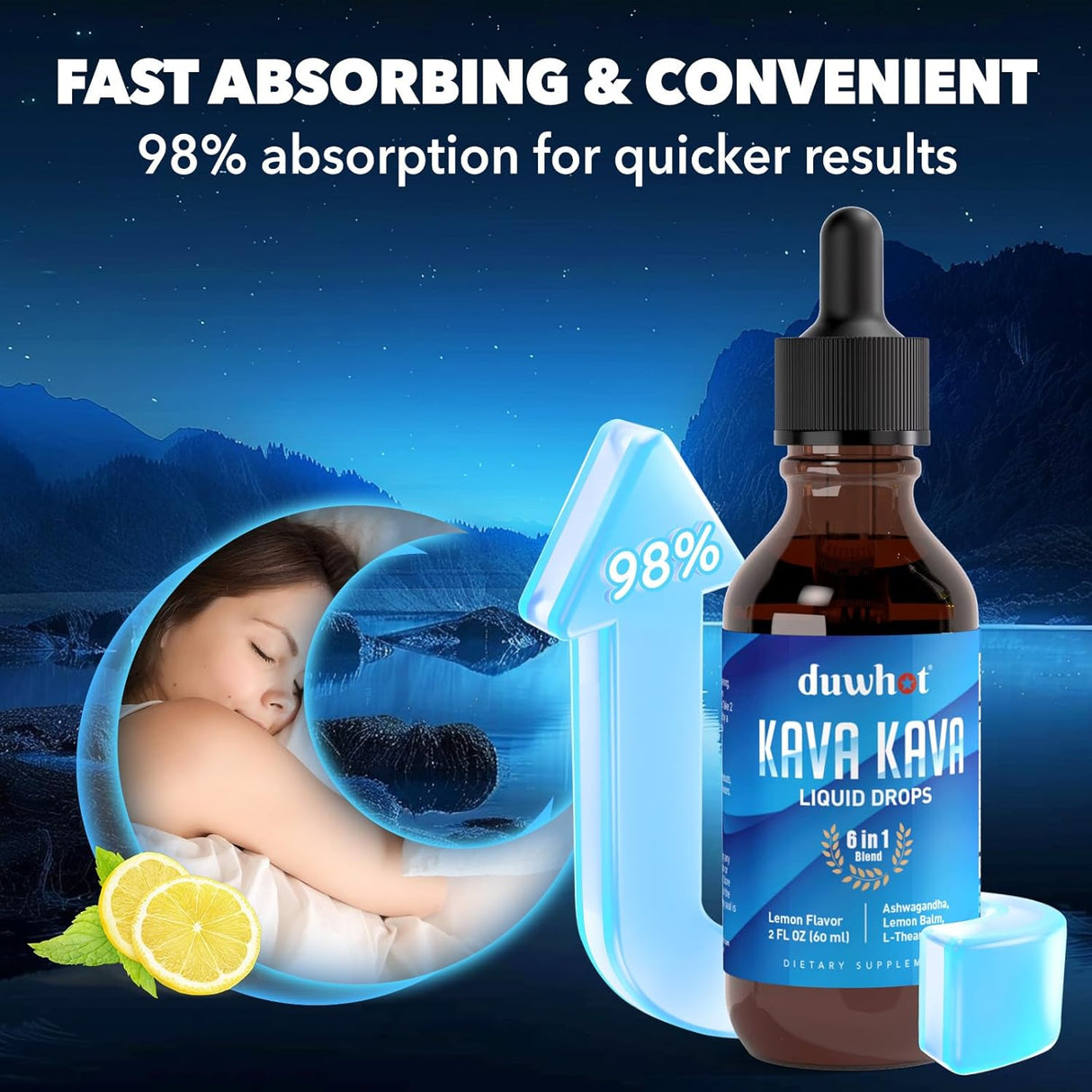 Extracto de Kava Kava Líquido con Ashwagandha, 2oz