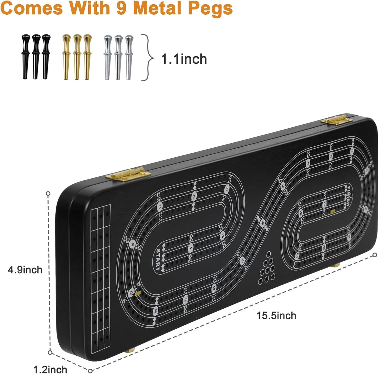 Juego de Cribbage Portátil con 3 Rutas y 9 Pegs, Juego de Mesa