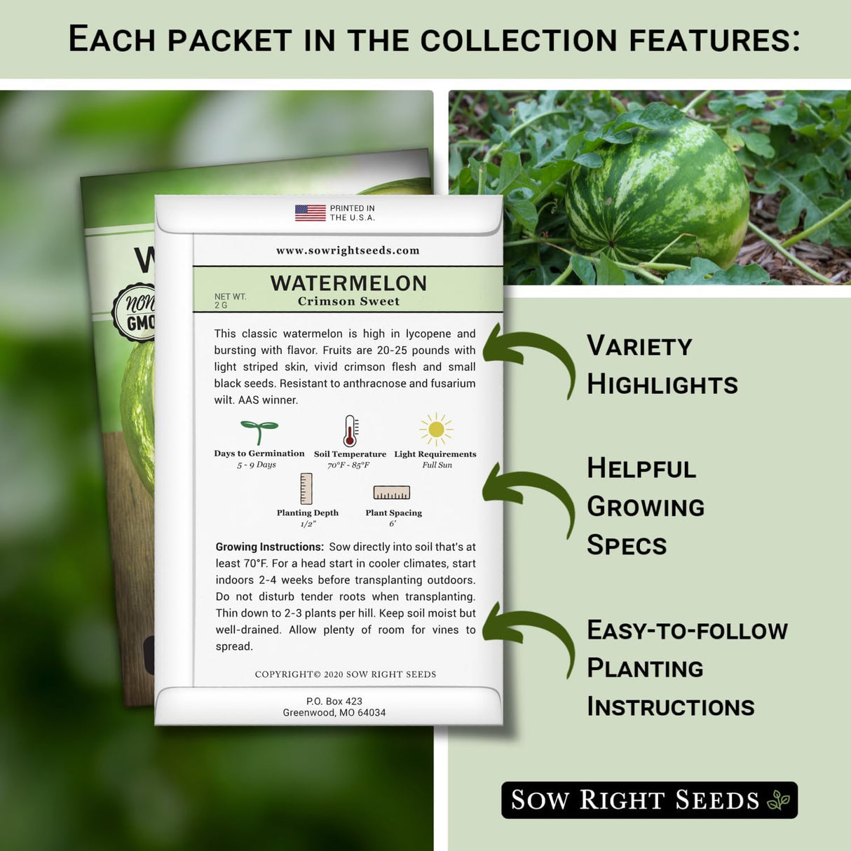 Colección de Semillas de Sandía - Sow Right Seeds - Heirloom