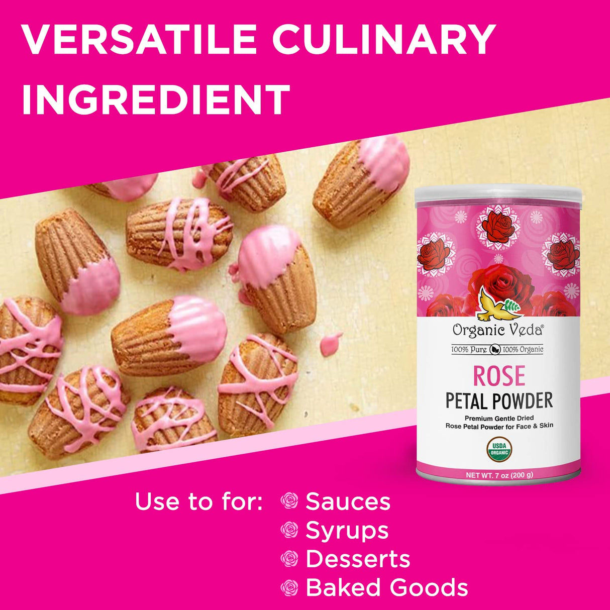 Polvo de Pétalo de Rosa Orgánico para Cocina y Cuidado Facial