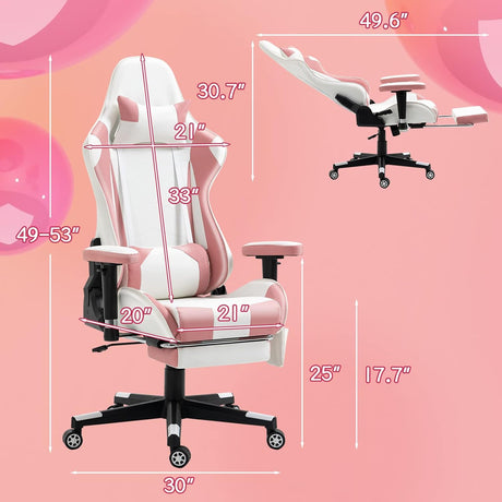 Sillas Gamer con reposapiés y soporte lumbar ECOTOUGE