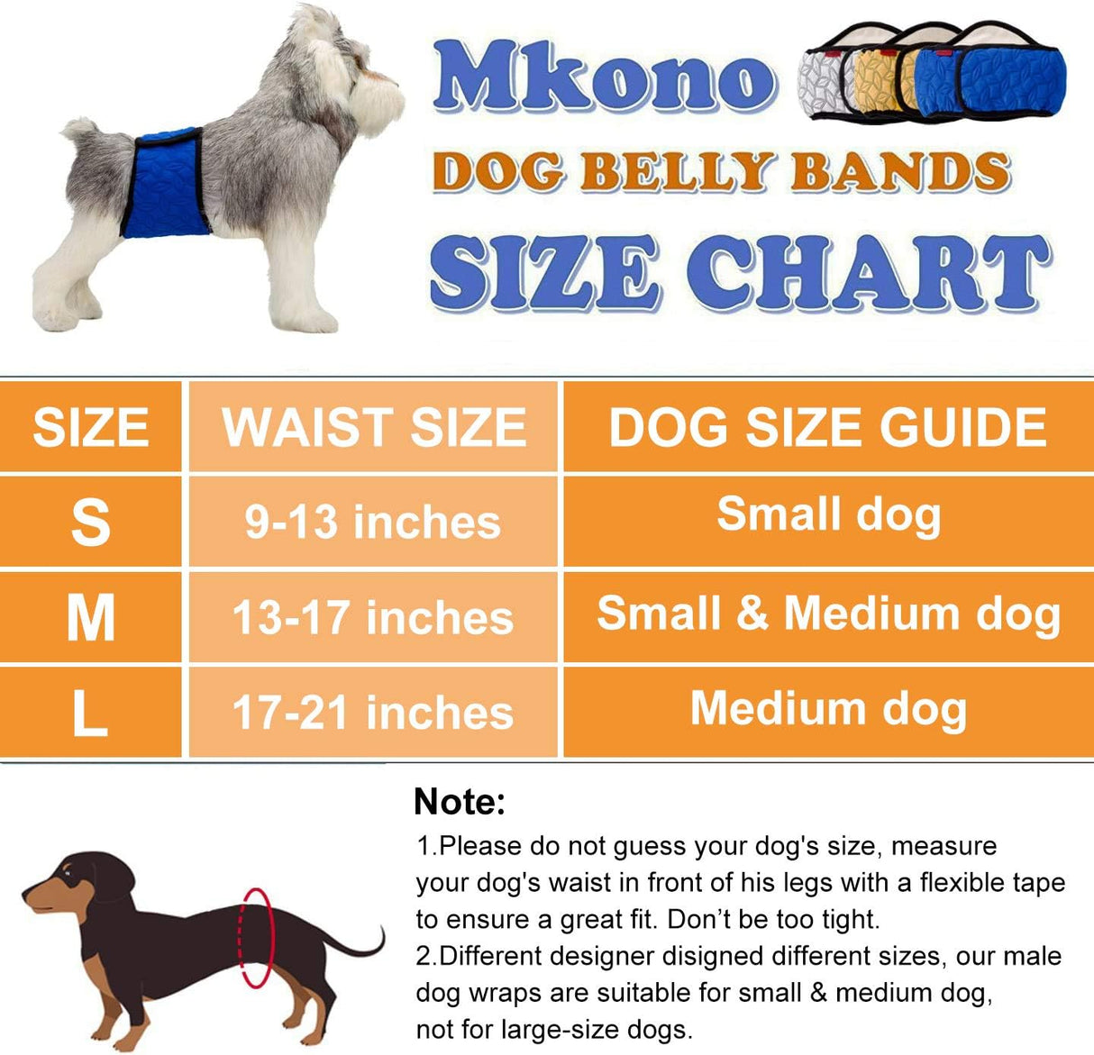 Mkono Pañales lavables para perros machos para perros pequeños y medianos (paquete de 3)