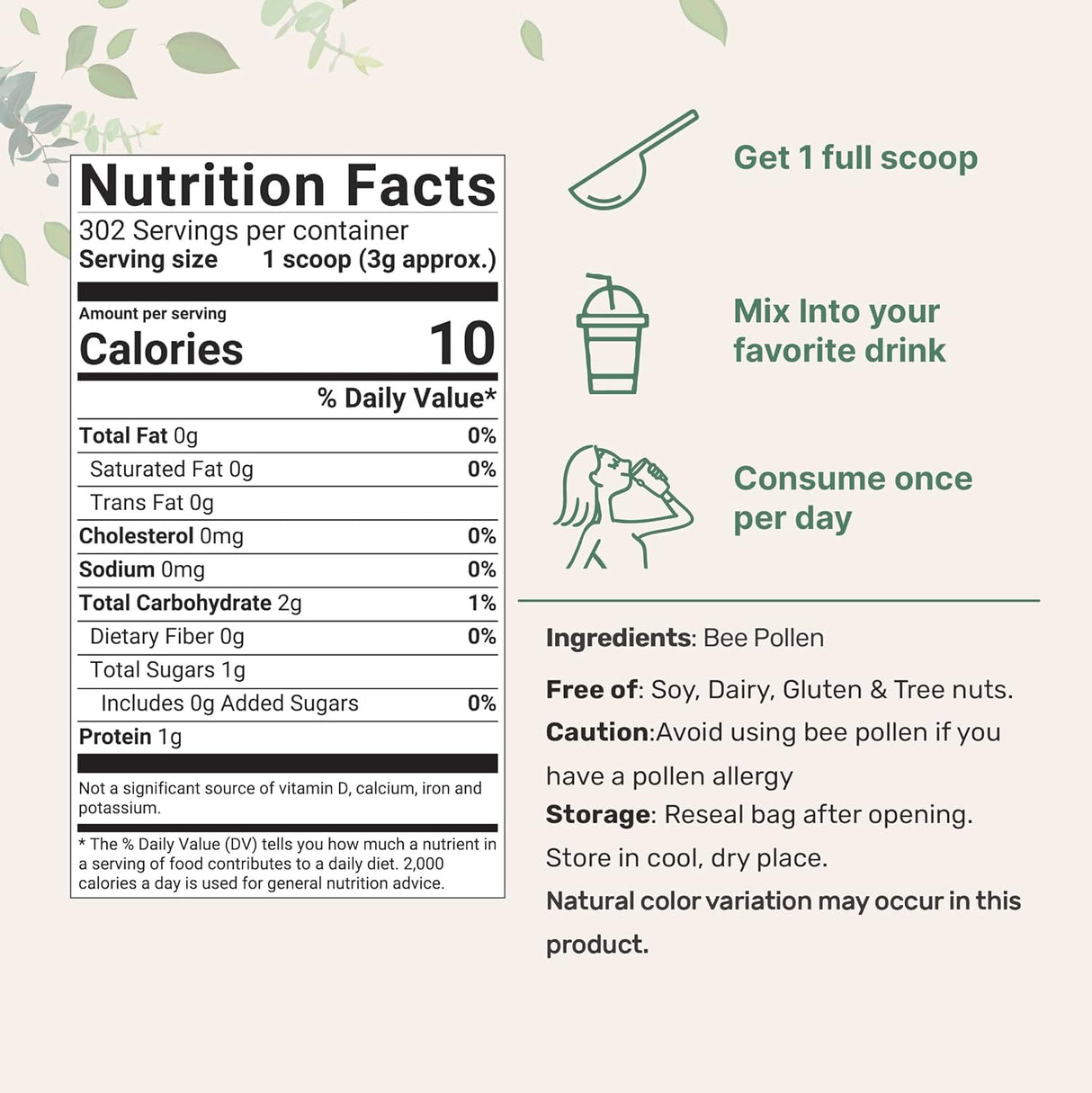 Suplemento Micro Ingredients Gránulos de polen de abeja puro