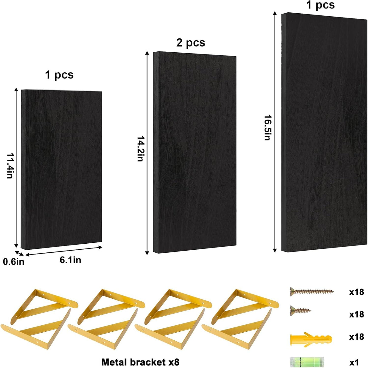 Estanterías Flotantes YGEOMER, Juego de 4 para Pared, Madera