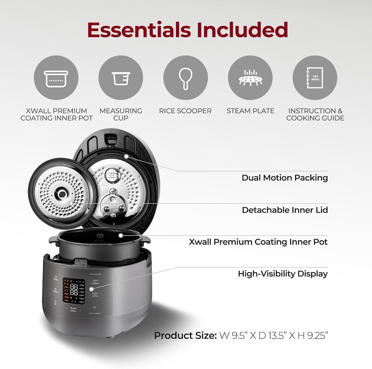 Olla Arrocera CUCKOO 6 Tazas, 16 Menús, CRP-ST0609FG