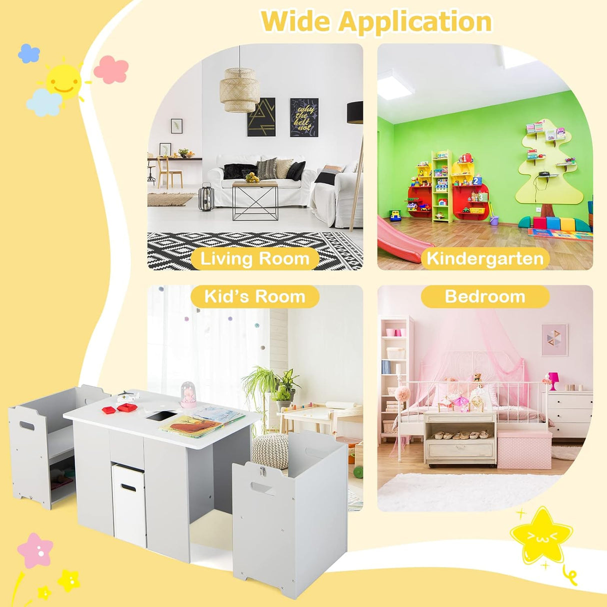 Juego de mesa y silla para niños mesa de actividades 4 en 1