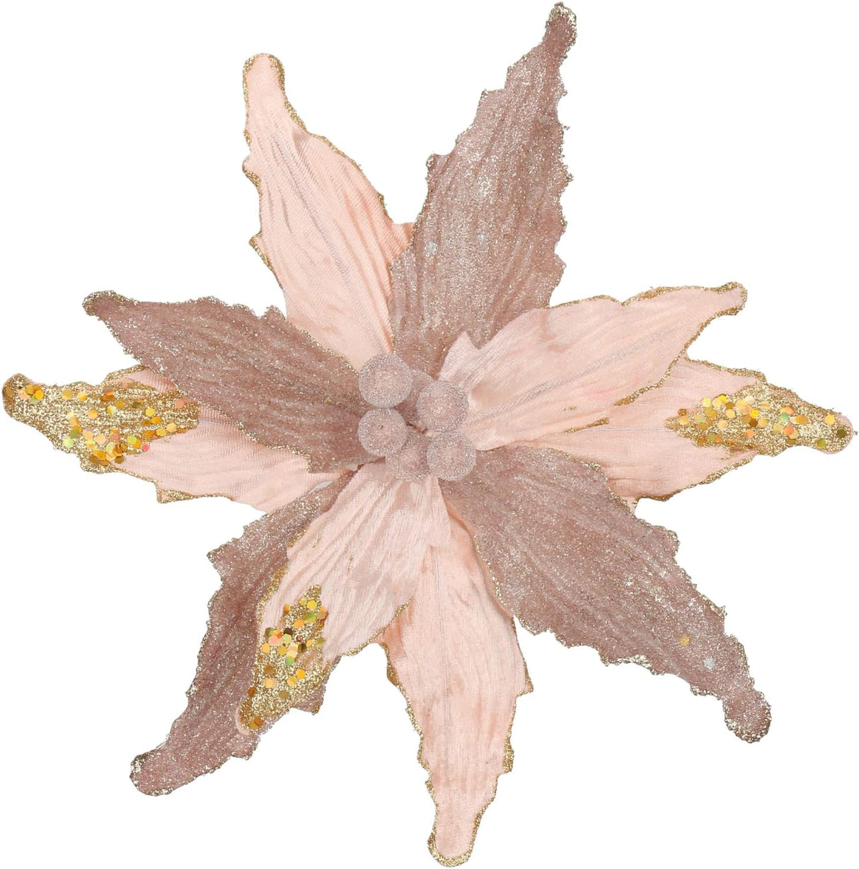 Flores Poinsettia Briful 12'' Artificiales para Decoraciones Navideñas