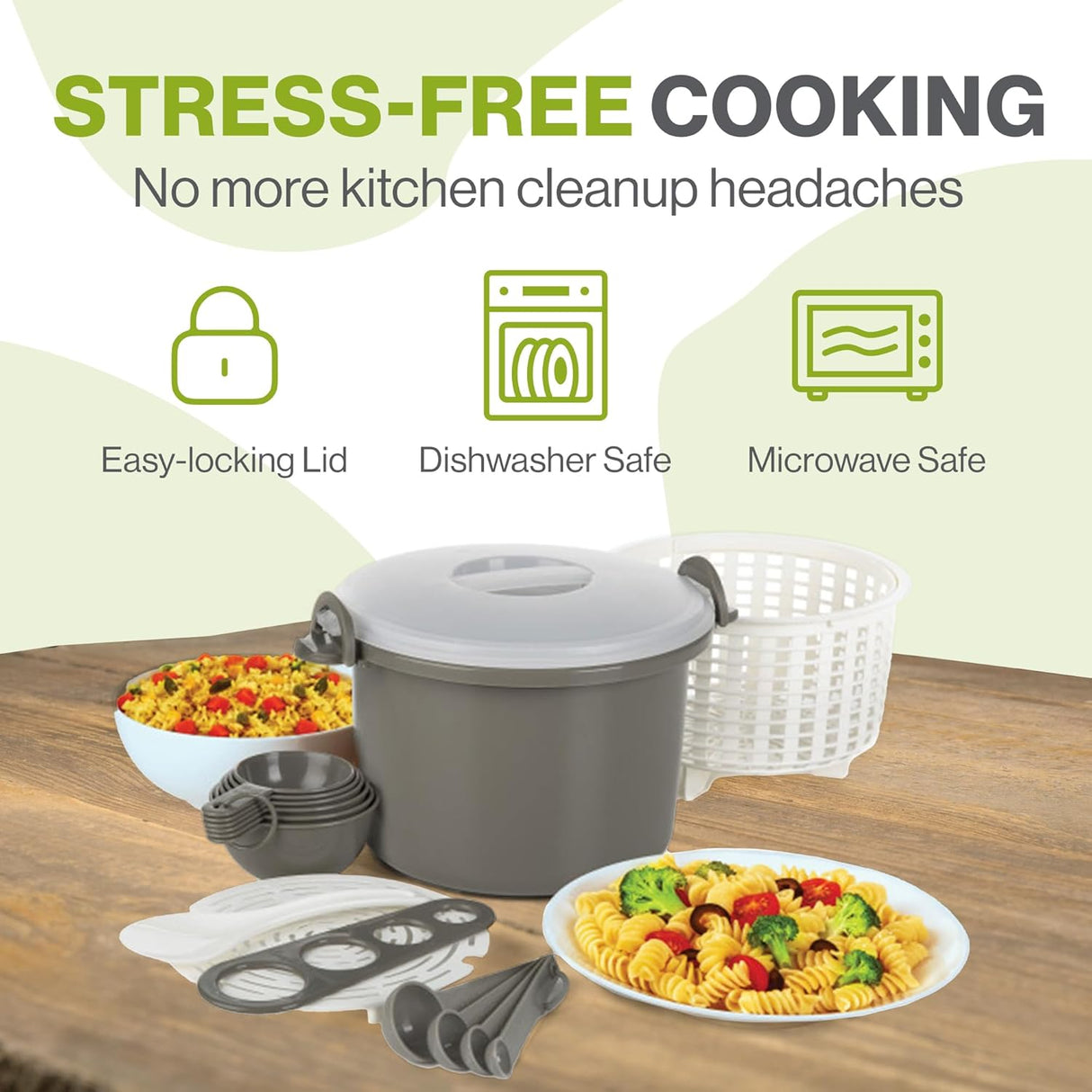 Cocedor de Arroz y Pasta Prep Solutions 17 Piezas 12 Tazas