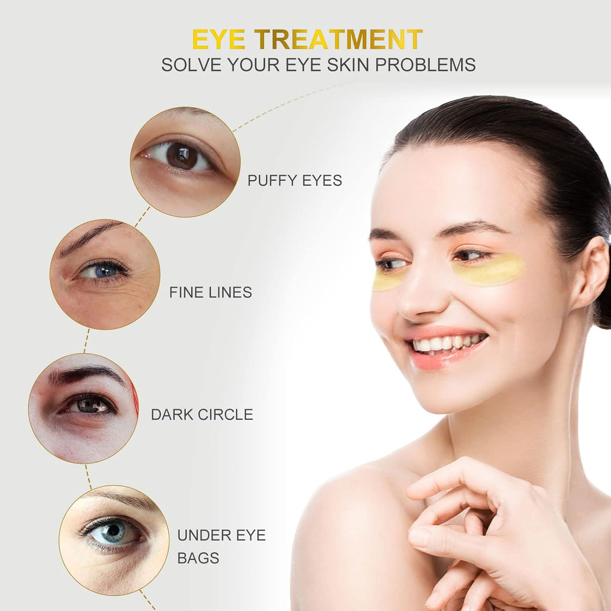 Parches para debajo d los ojos de oro de 24 quilates Fivewan