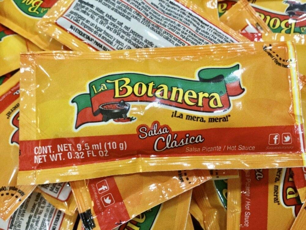 50 Paquetes de Salsa Botanera Clásica Picante 10g cada uno