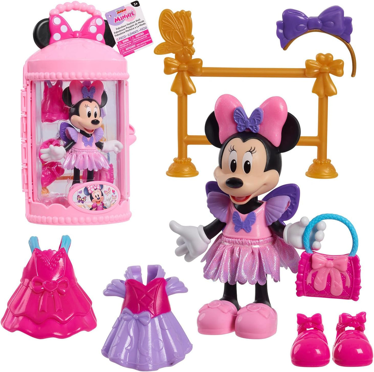 Muñeca Minnie Mouse Ballerina, Just Play, 13 accesorios, 3+ años