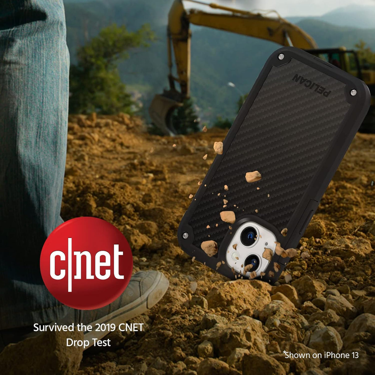 Pelican - Serie Shield - Funda Kevlar compatible con carga magnética resistente para Apple iPhone 14 - Incluye funda con clip para cinturón con protección contra caídas de 21 pies, color negro