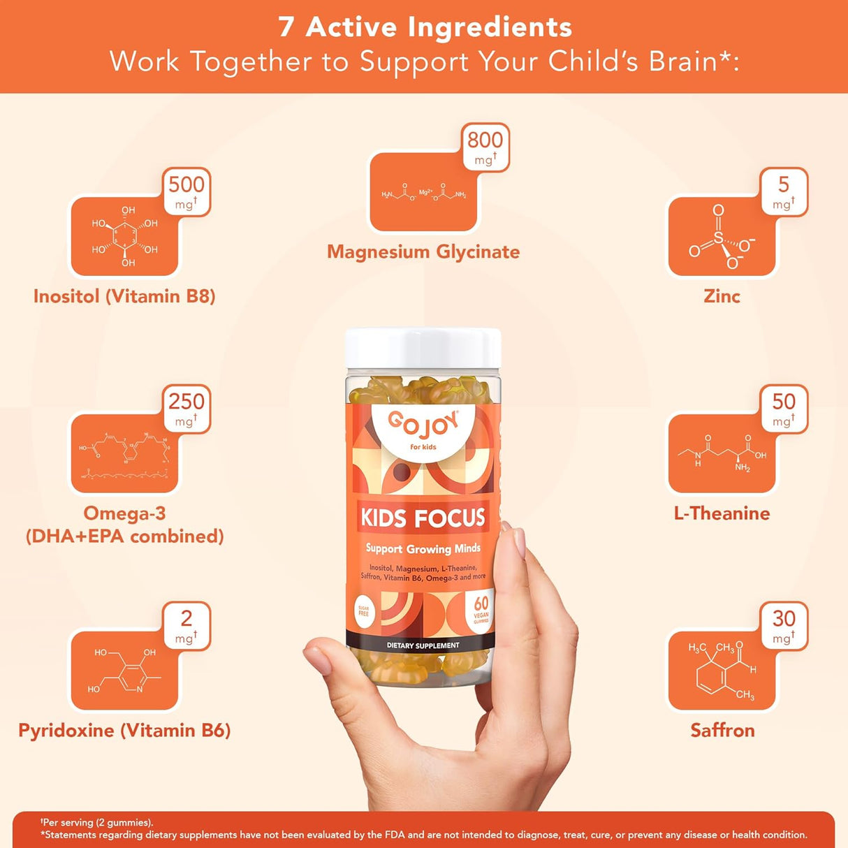 Gummies Niños Enfoque 7 en 1 Veganos Sin Azúcar Kids Focus