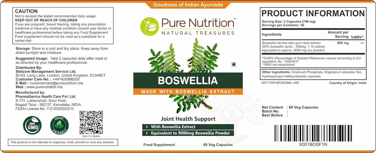Extracto de Boswellia Serrata 600mg con 65% Ácidos Boswélicos