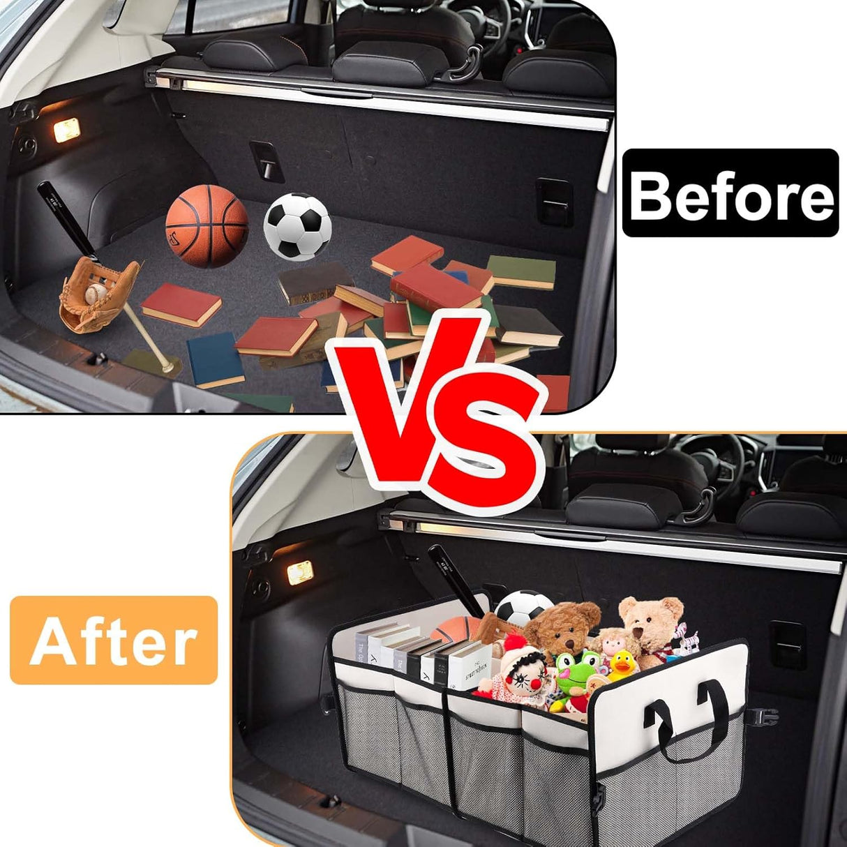 Organizador de Maletero Plegable, Multi-Bolsillos para Sedan