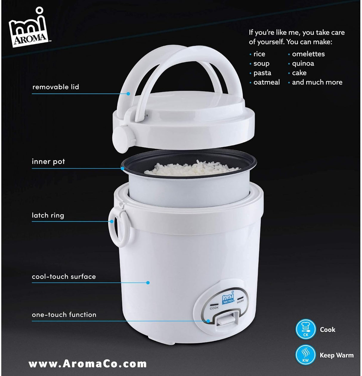 Arrocera Mini Digital 3 Tazas Aroma MRC-903D, Cocción Fresca