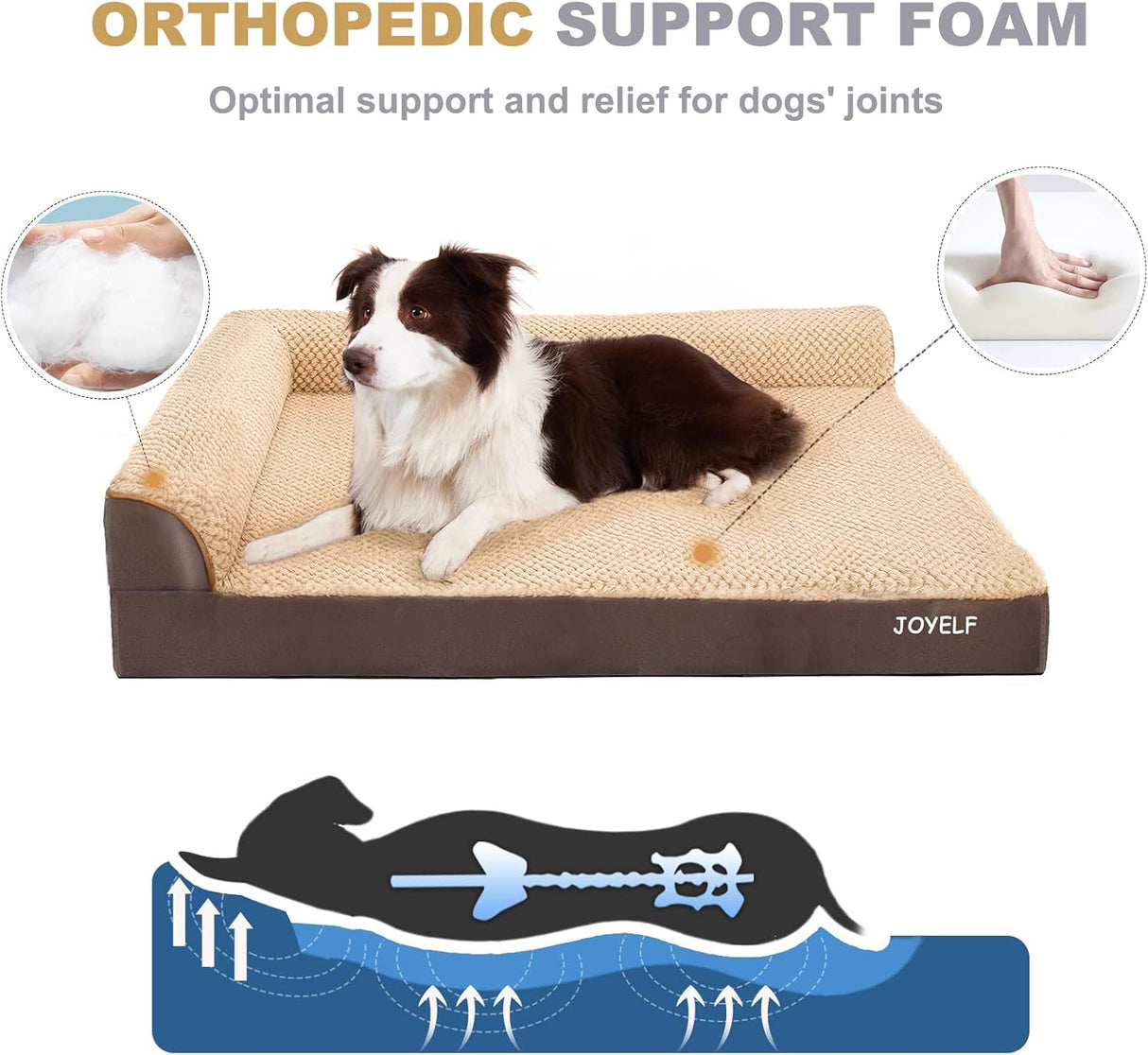 Cama ortopédica para perros grandes JOYELF, sofá con funda extraíble