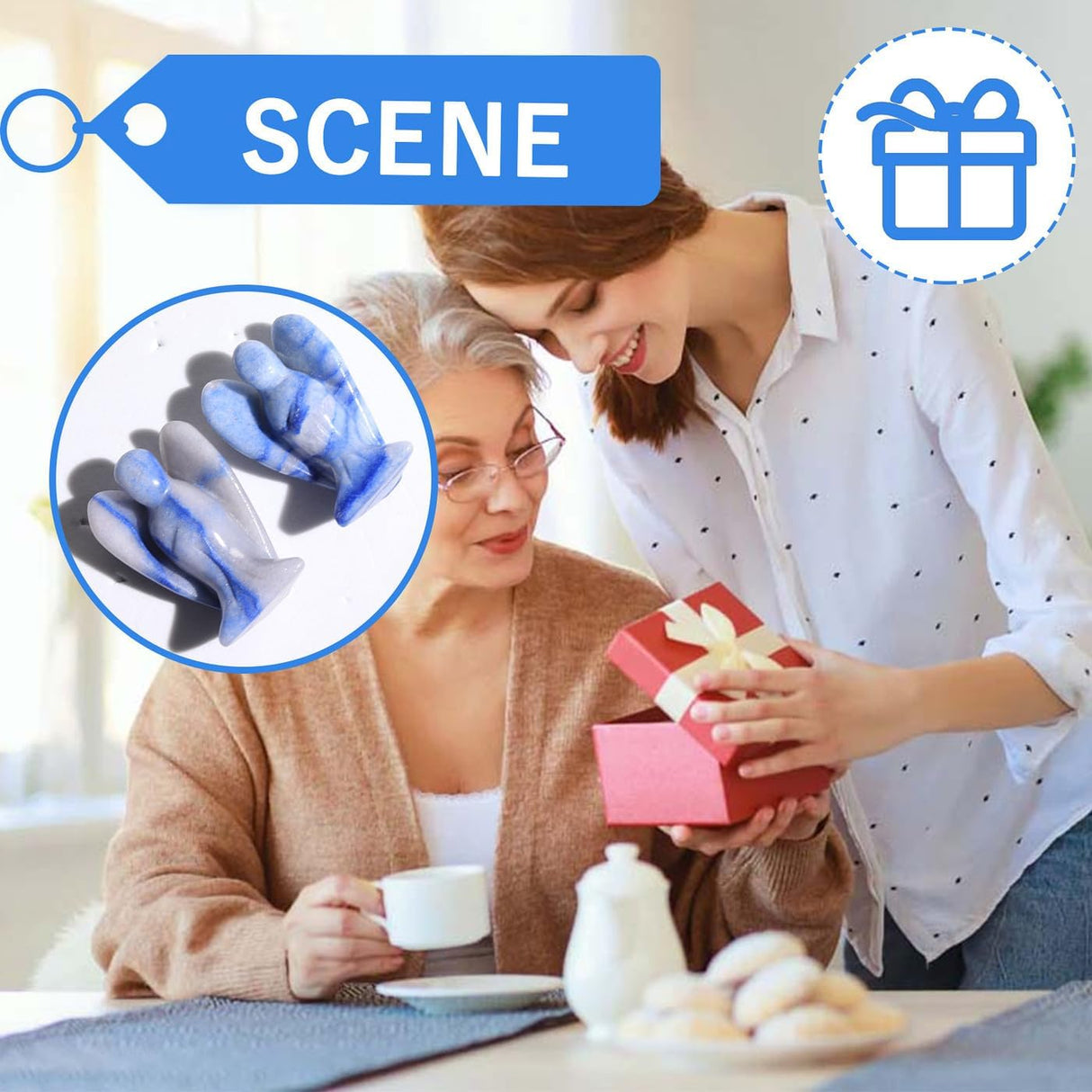 QINJIEJIE Cristales de aventurina azul, decoración de ángel