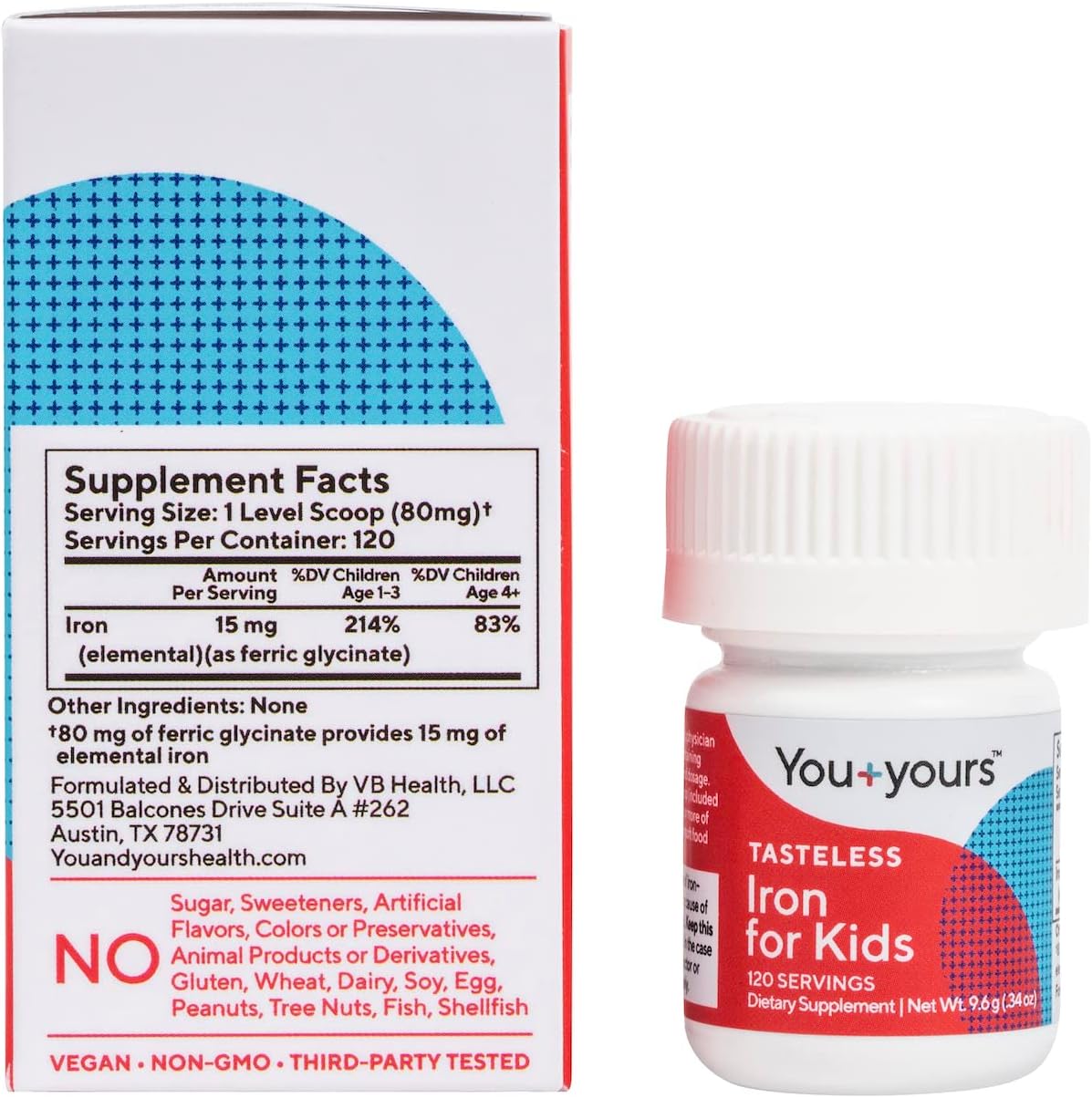 Suplemento Hierro insípido para niños libre de edulcorantes