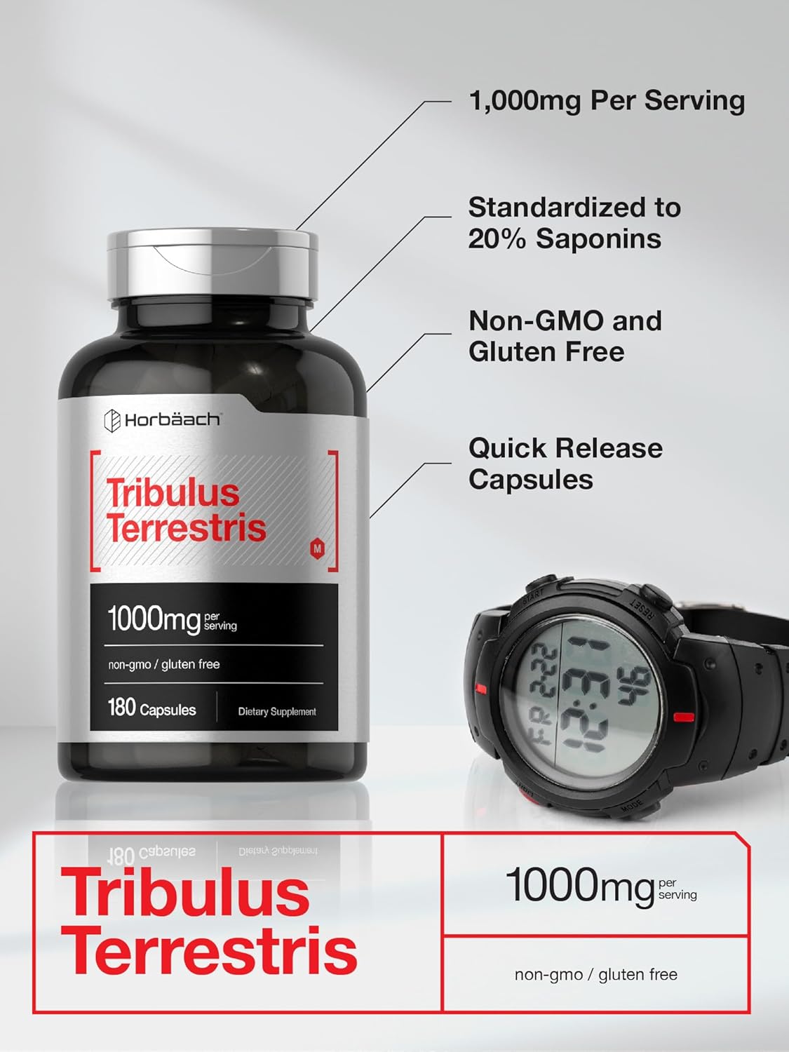 Suplemento Tribulus Terrestris 1000 mg 180 cápsulas