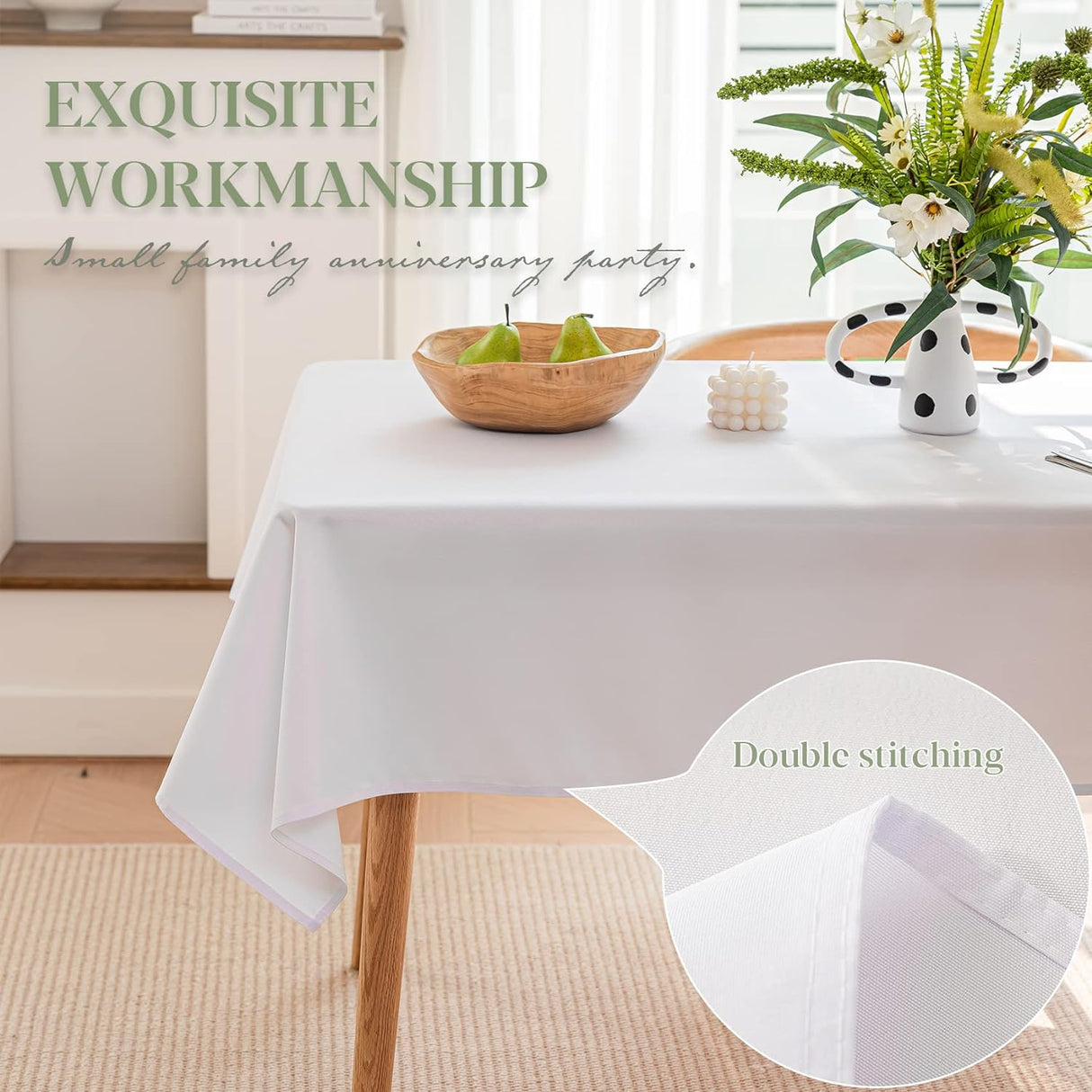 Mantel Antimanchas 60x60 Pulgadas para Mesa Cuadrada de 6 Pies