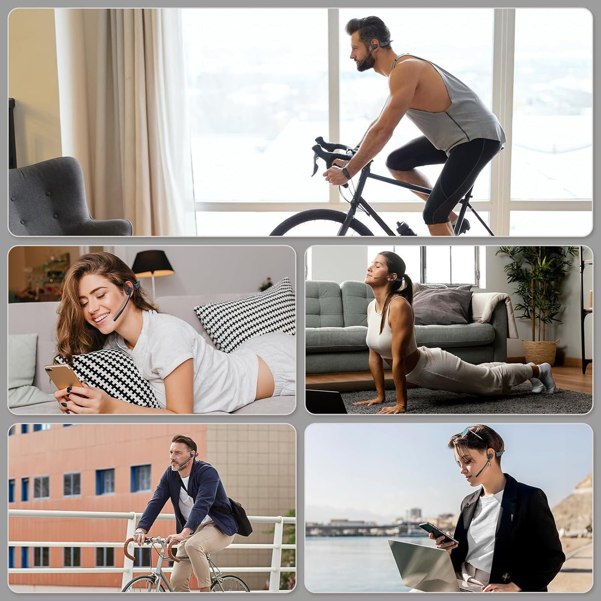 Auriculares Inalámbricos con Micrófono, Cancelación de Ruido