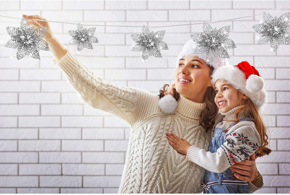 Flores Poinsettia Artificiales WILLBOND para Decoraciones Navideñas