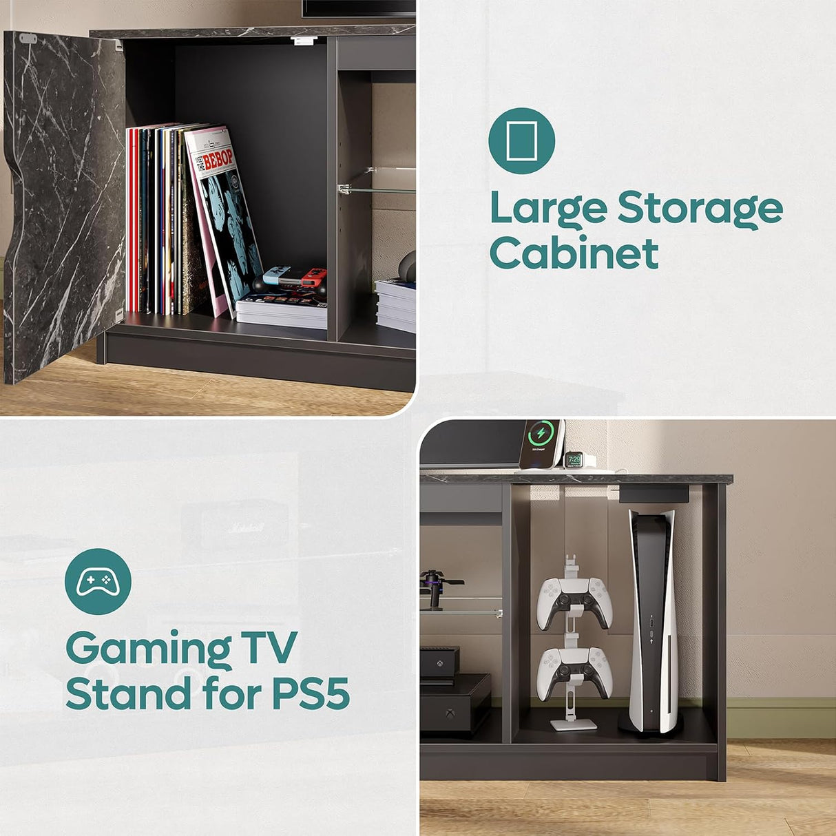 Bestier Soporte TV LED con enchufes, estante ajustable 58